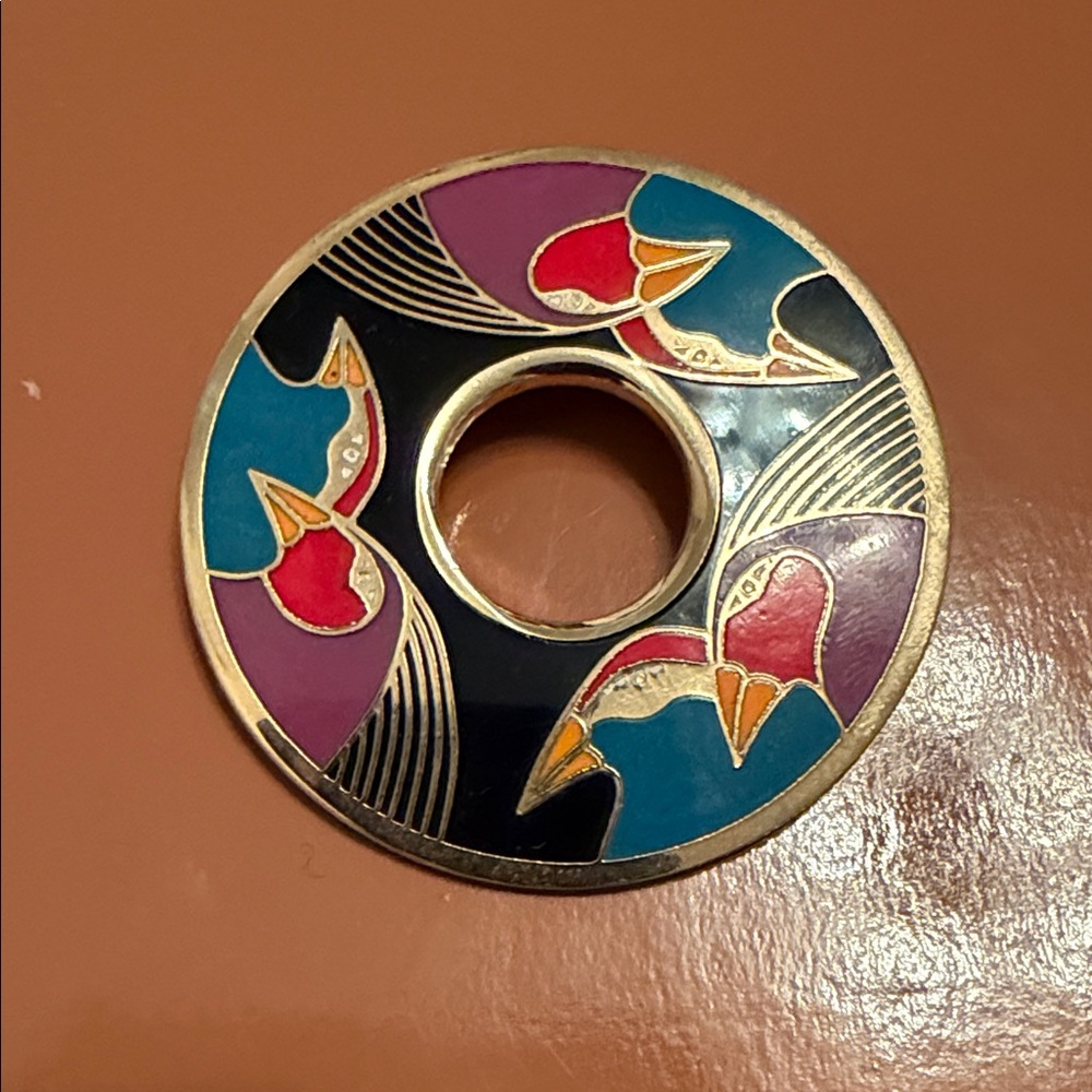 Vtg Laurel Burch Enamel Bird of Santorini Pin - Picture 1 of 5